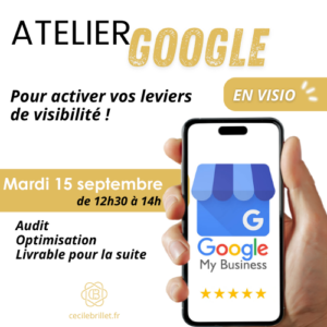 atelier google en ligne septembre 2026 cecile brillet